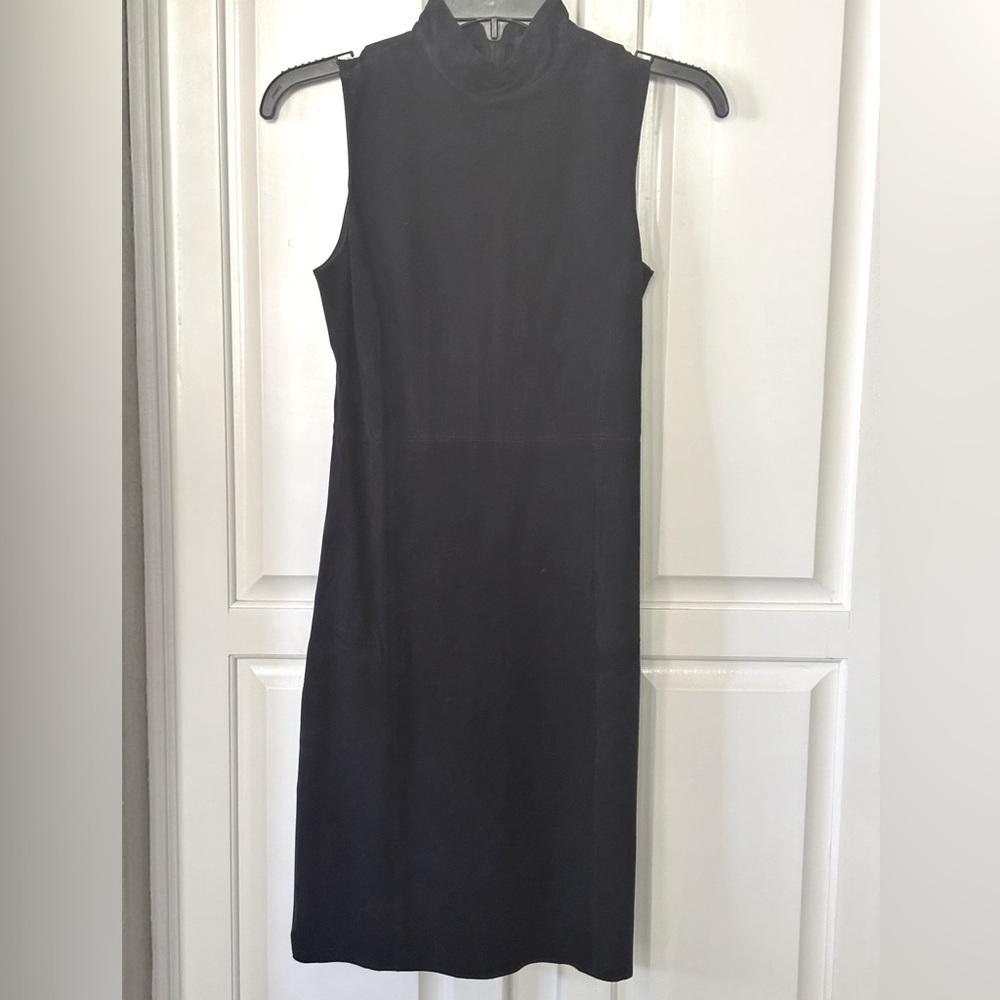 THEORY (Never worn) Black Suede Front, Mock Neck Dress Size 00